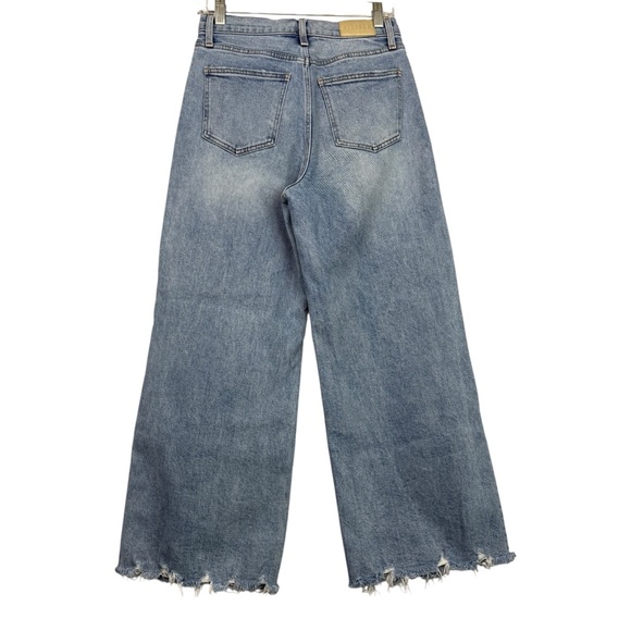 Evereve Pistola Lana High Rise Crop Raw Hem Wide Leg Jeans - Picture 4 of 7